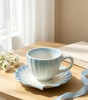 Gradient Blue Pearl Ceramic Cup And Saucer Set