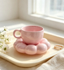 Pink Flower Shape Ceramic Cup And Saucer Set