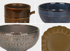 Vintage Embossed Reactive Glaze Ceramic Tableware Set, Mugs Bowls Plates
