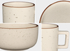 Speckled Ceramic Dinnerware Set, Mug Plate Bowl With Brown Rim
