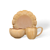 Ribbed Petal Ceramic Tableware Sets, Mug Bowl Plate Combination