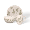 Scalloped Edge Botanical Print Stoneware Tableware Set
