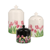 Tulip Floral Ceramic Canister With Lid