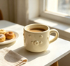 Cream Embossed Dot Ceramic Mug