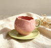 Tulip Shaped Ceramic Mug And Saucer Set