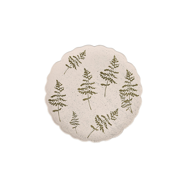 Ceramic Dinner Plates Scalloped Rim Kiln Glaze for Cafe Wholesale
