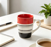 Red Black White Stripe Ceramic Mug