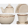 Speckled Matte Ceramic Tableware with Scalloped Rim
