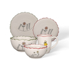 Hand‑Painted Floral Ceramic Tableware Set, Wavy Rim Dinnerware Collection