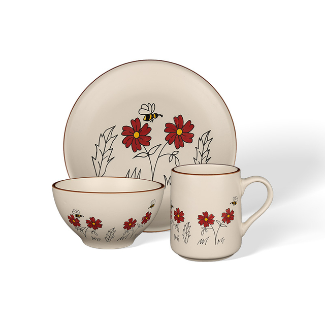 Vintage Printed Ceramic Tableware Sets, Mug Plate Bowl Combo