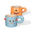 Novelty 3D Monster Face Ceramic Coffee Mugs, Cute Handmade Cartoon Character Tea Cups