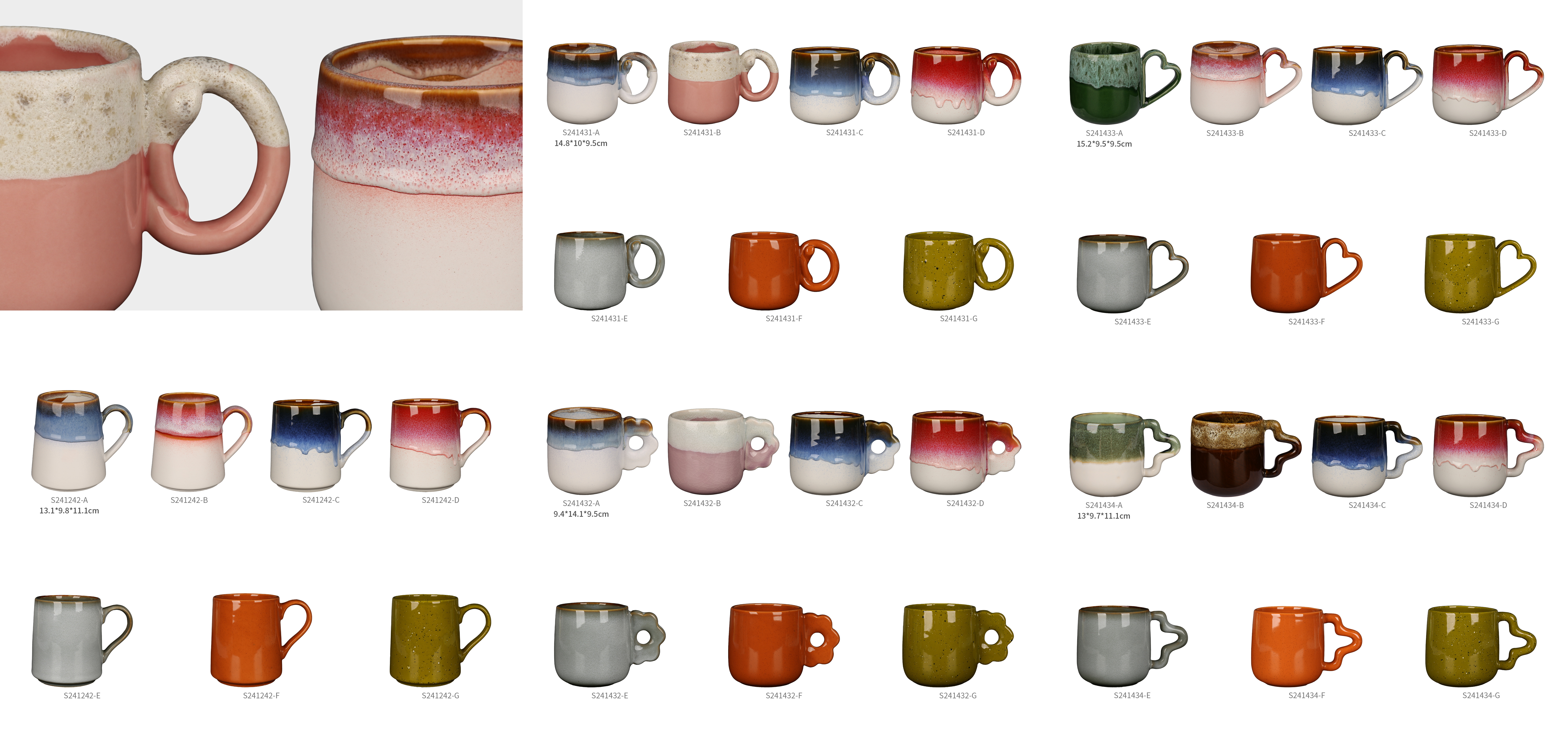 Reactive Glaze Ceramic Mugs for Coffee Tea Beverage Service