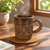 Embossed Retro Kiln Glazed Ceramic Coffee Mugs for Cafe Wholesale