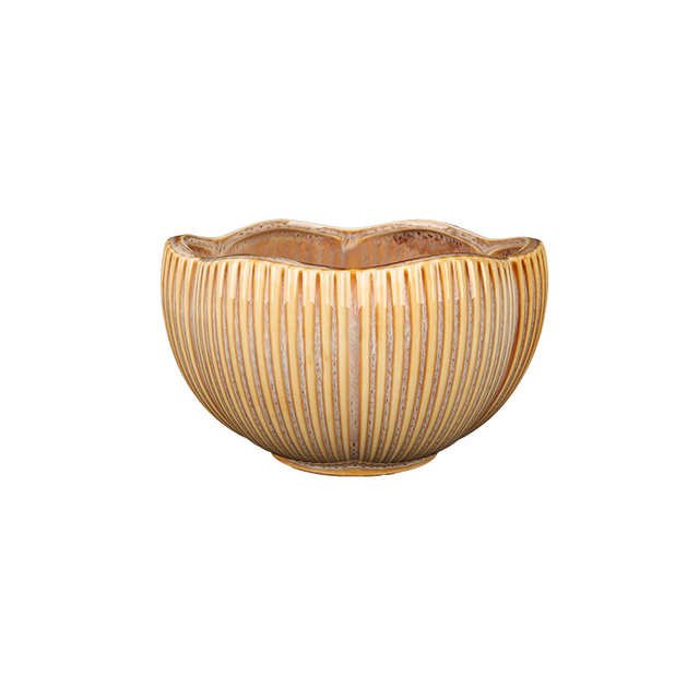 Ceramic Serving Bowls Fluted Petal Rim for Restaurant Wholesale