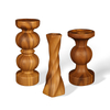 Vintage Column Wood & Sandstone Decorative Candle Holders