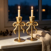 Golden Bow Ceramic Taper Candle Holder
