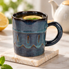 Embossed Retro Kiln Glazed Ceramic Coffee Mugs for Cafe Wholesale