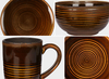 Ribbed Stoneware Tableware Set, Mugs Bowls Plates