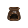 Dark Brown Glazed Ceramic Oil Burners & Abstract Geometric Candle Holders