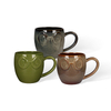 Reactive Glaze Embossed Face Ceramic Mugs, 3D Relief Facial Coffee Mugs